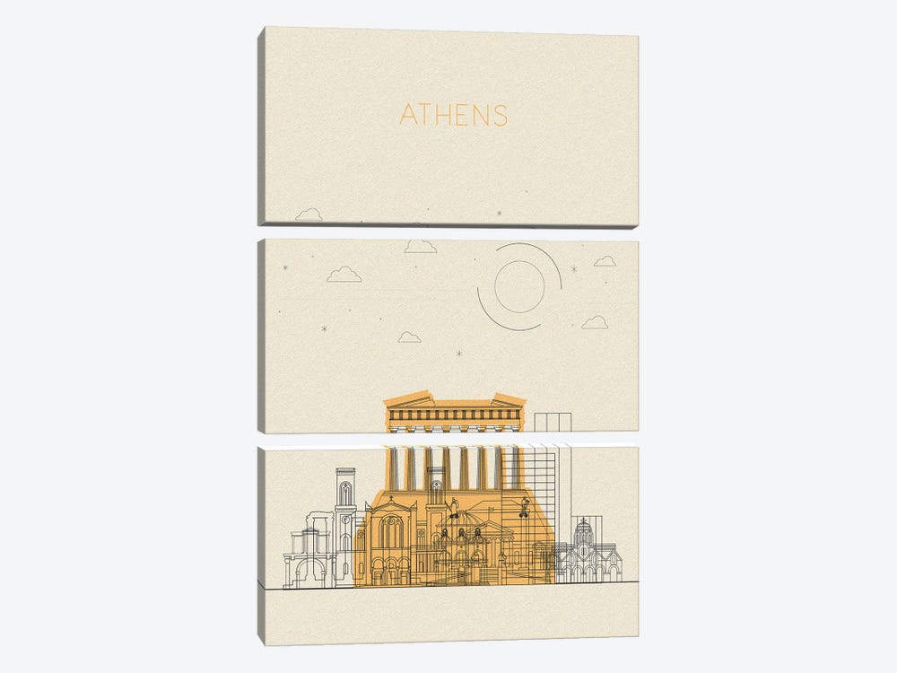Athens, Greece Cityscape by Ayse Deniz Akerman 3-piece Art Print