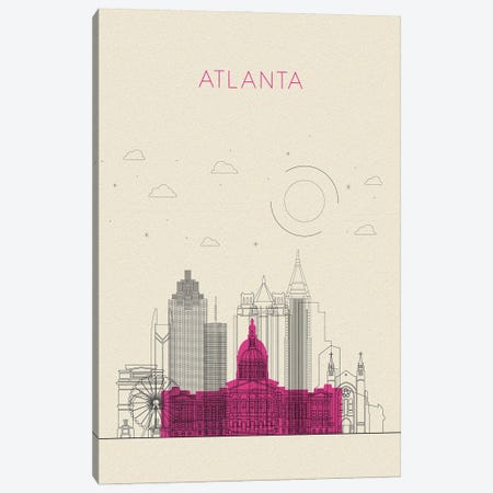 Atlanta, Georgia Cityscape Canvas Print #ADA891} by Ayse Deniz Akerman Canvas Artwork