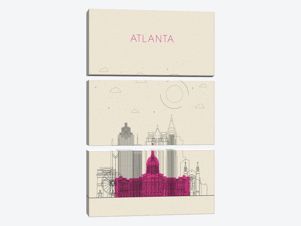 Atlanta, Georgia Cityscape by Ayse Deniz Akerman 3-piece Canvas Art