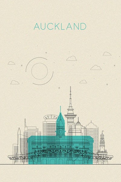 Auckland, New Zealand Cityscape by Ayse Deniz Akerman acrylic art print