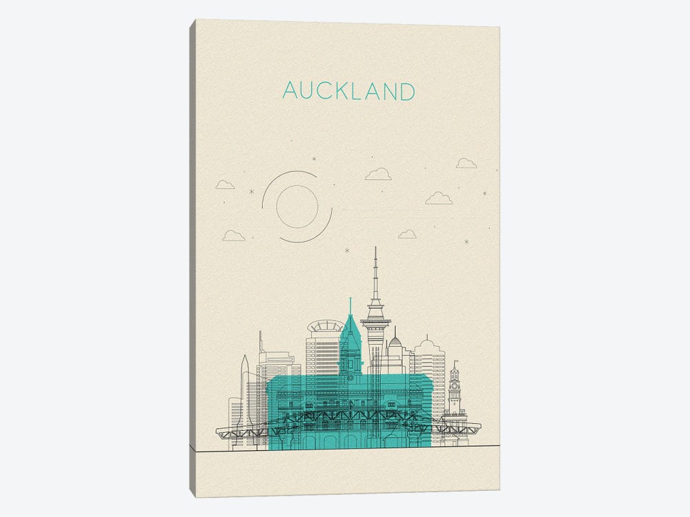 Auckland, New Zealand Cityscape by Ayse Deniz Akerman 1-piece Canvas Art Print