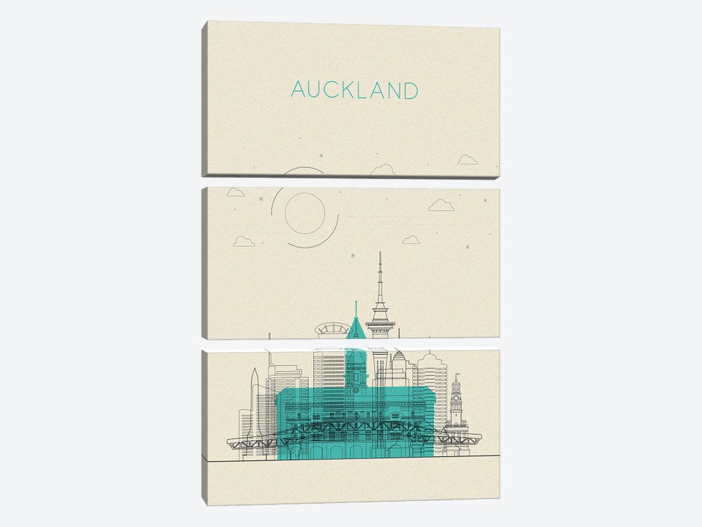 Auckland, New Zealand Cityscape by Ayse Deniz Akerman 3-piece Canvas Print