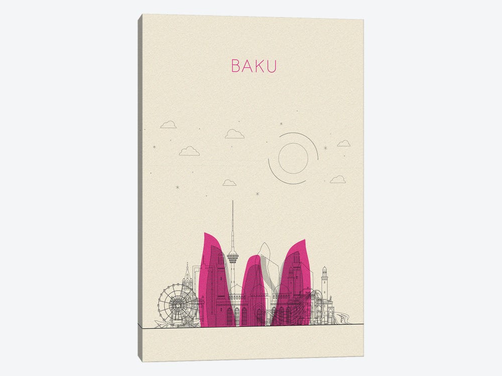 Baku, Azerbaijan Cityscape by Ayse Deniz Akerman 1-piece Art Print