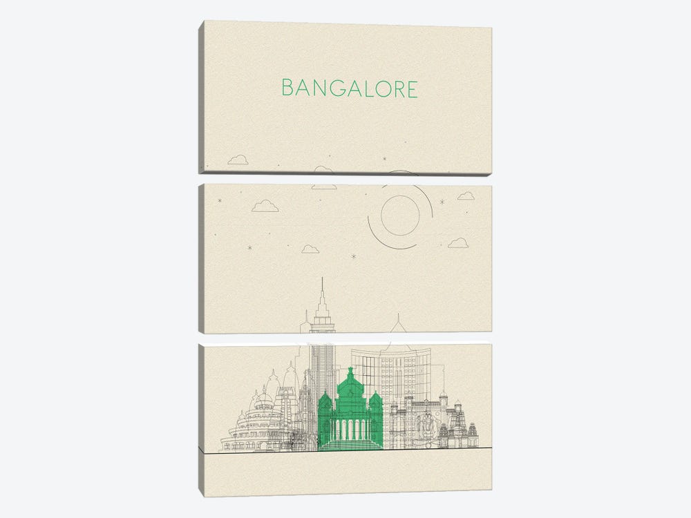 Bangalore, India Cityscape by Ayse Deniz Akerman 3-piece Art Print