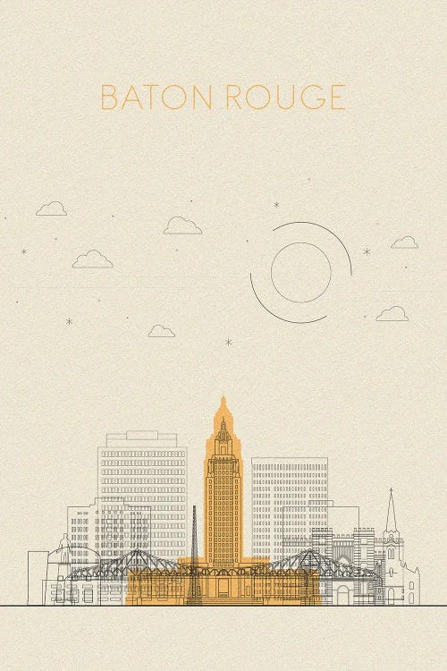 Baton Rouge, Louisiana Cityscape by Ayse Deniz Akerman wall art