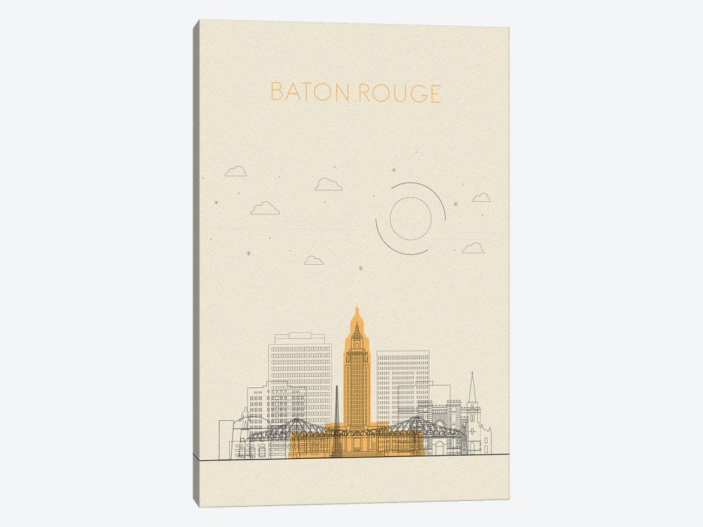 Baton Rouge, Louisiana Cityscape by Ayse Deniz Akerman 1-piece Canvas Art Print
