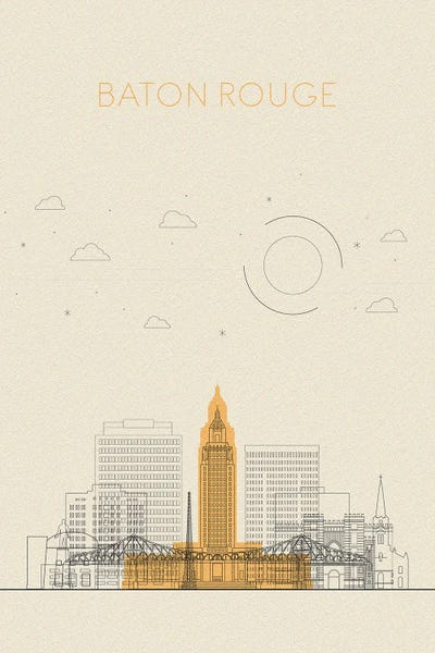 Baton Rouge: Baton Rouge, Louisiana Cityscape by Ayse Deniz Akerman