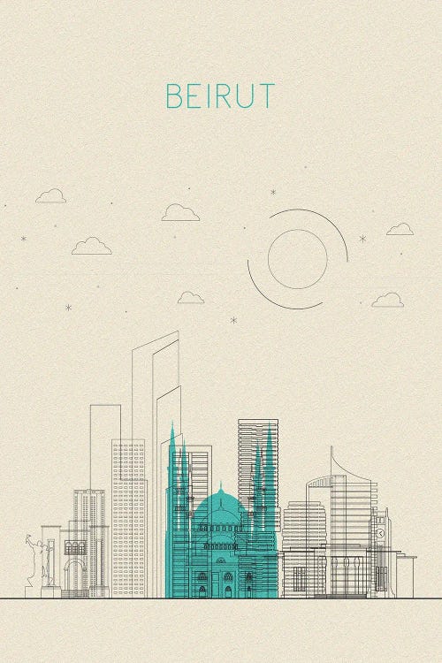 Beirut, Lebanon Cityscape by Ayse Deniz Akerman wall art