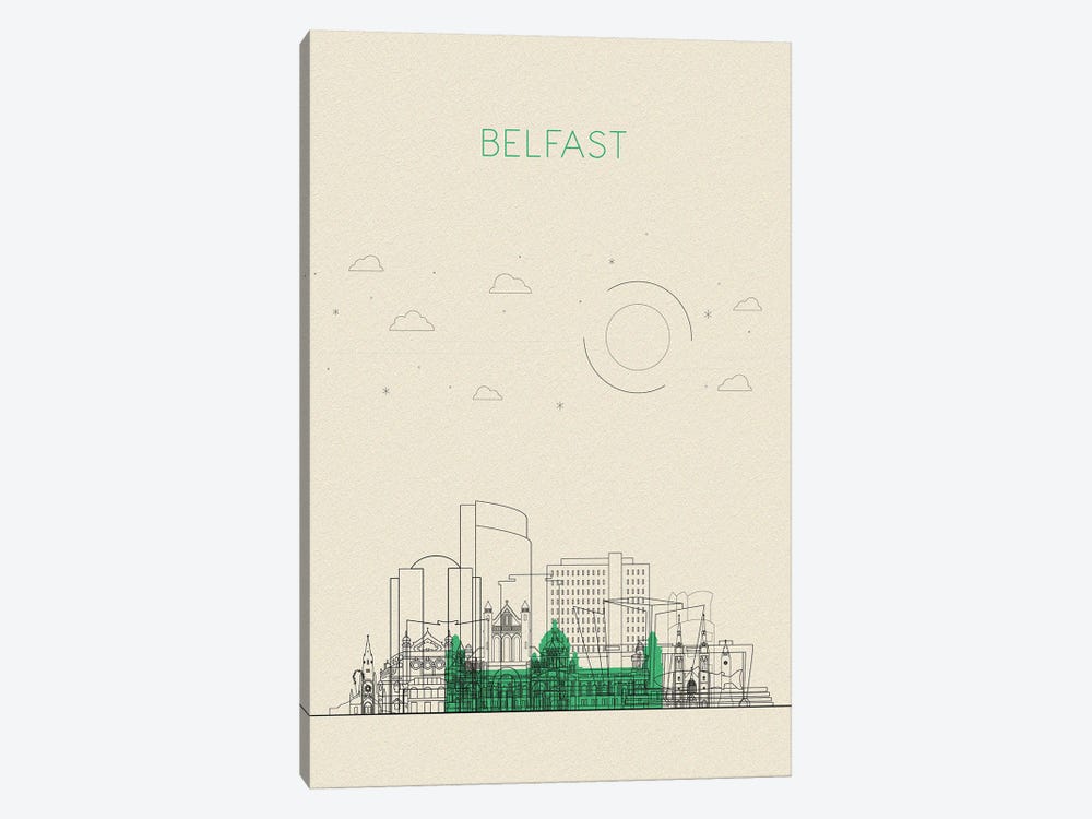 Belfast, United Kingdom Cityscape by Ayse Deniz Akerman 1-piece Canvas Art Print