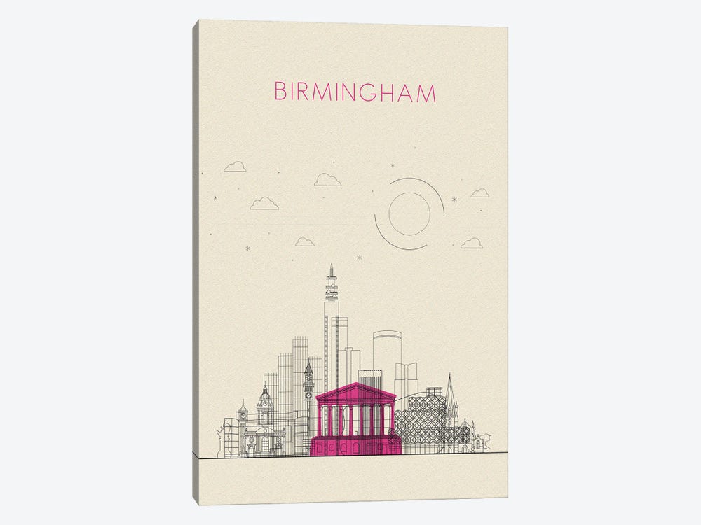 Birmingham, United Kingdom Cityscape by Ayse Deniz Akerman 1-piece Canvas Artwork