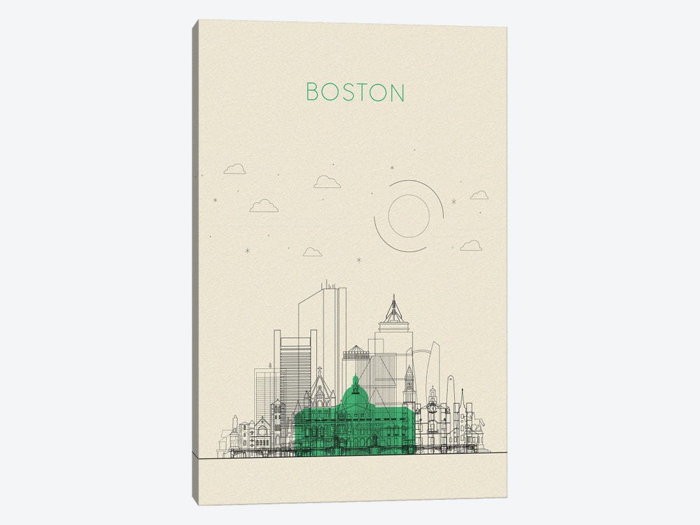 Boston, Massachusetts Cityscape by Ayse Deniz Akerman 1-piece Canvas Art