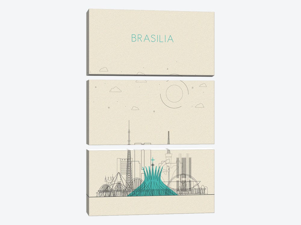 Brasilia, Brazil Cityscape by Ayse Deniz Akerman 3-piece Canvas Art