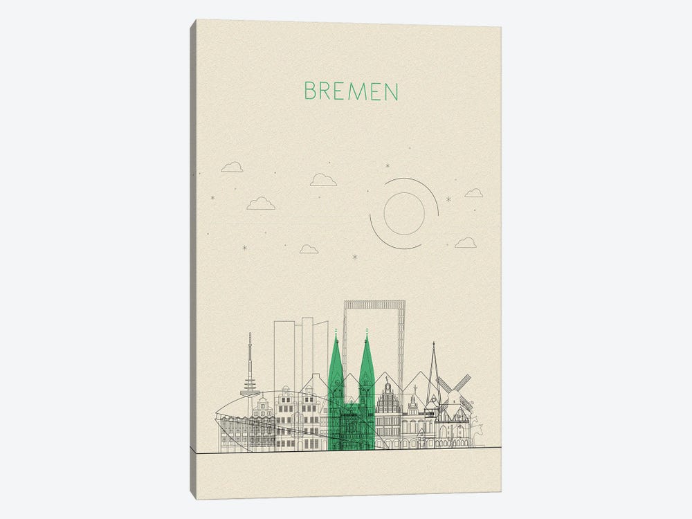 Bremen, Germany Cityscape by Ayse Deniz Akerman 1-piece Canvas Art Print