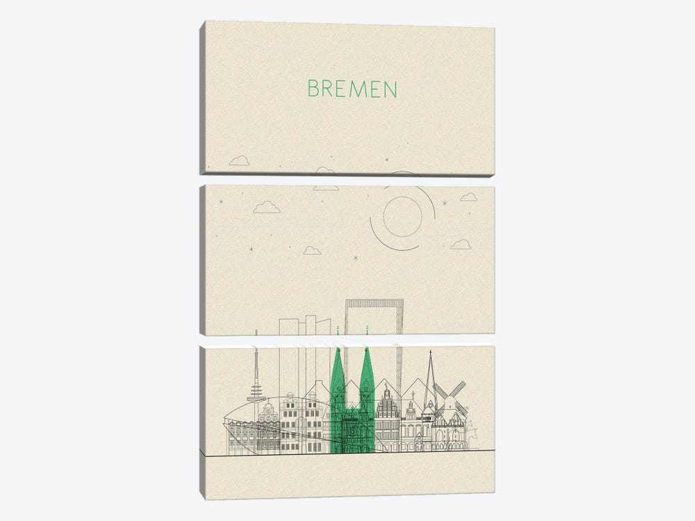 Bremen, Germany Cityscape by Ayse Deniz Akerman 3-piece Art Print