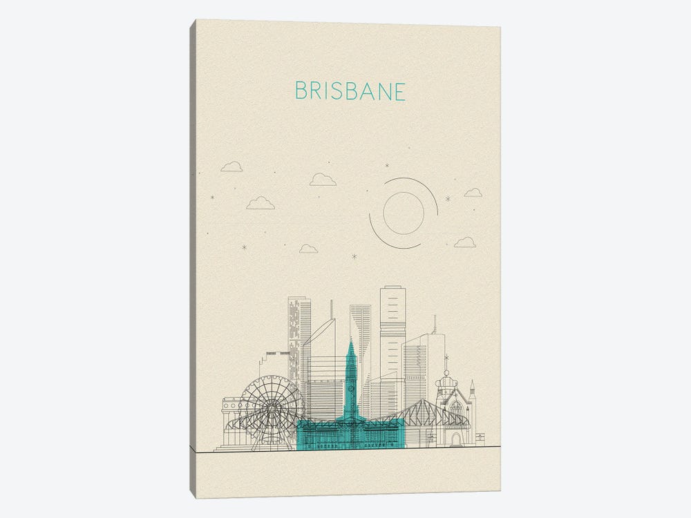 Brisbane, Australia Cityscape by Ayse Deniz Akerman 1-piece Canvas Art Print