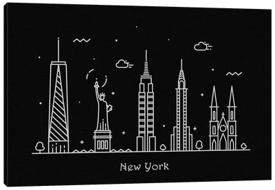 New York Canvas Art Print - Black & White Skylines