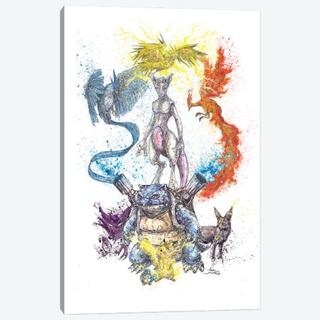 Pokemon Collage Squirtle Front Canvas Print #ADC108} by Adam Michaels Art Print