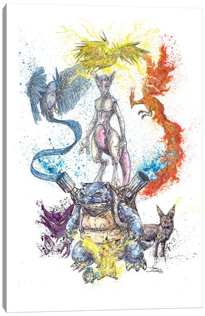 Pokemon Collage Squirtle Front Canvas Art Print - Adam Michaels