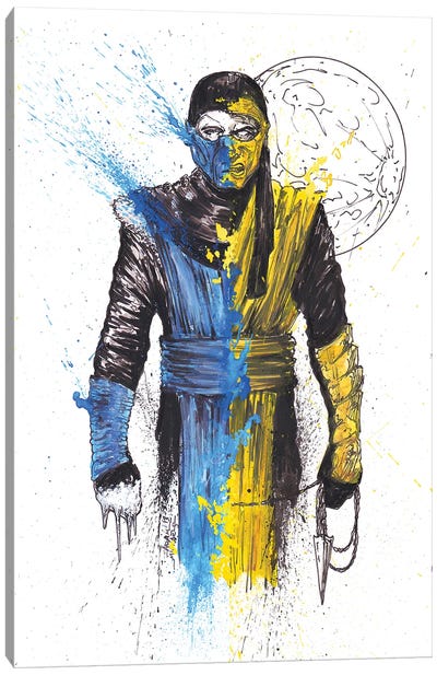 Scorpion SubZero Mashup Splatter MK Canvas Art Print - Adam Michaels
