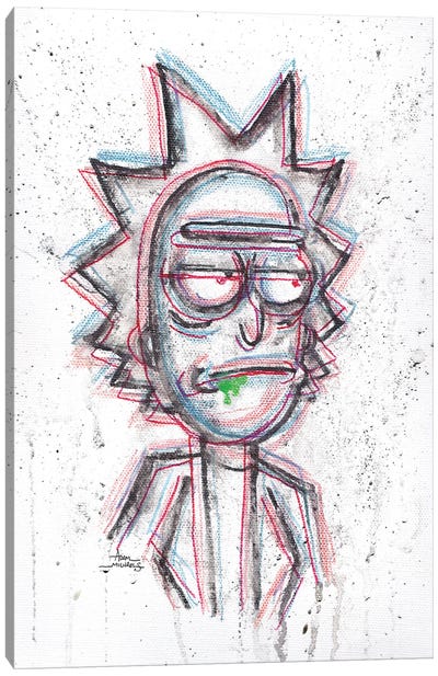 3D Rick With Green Drool Canvas Art Print - Rick And Morty