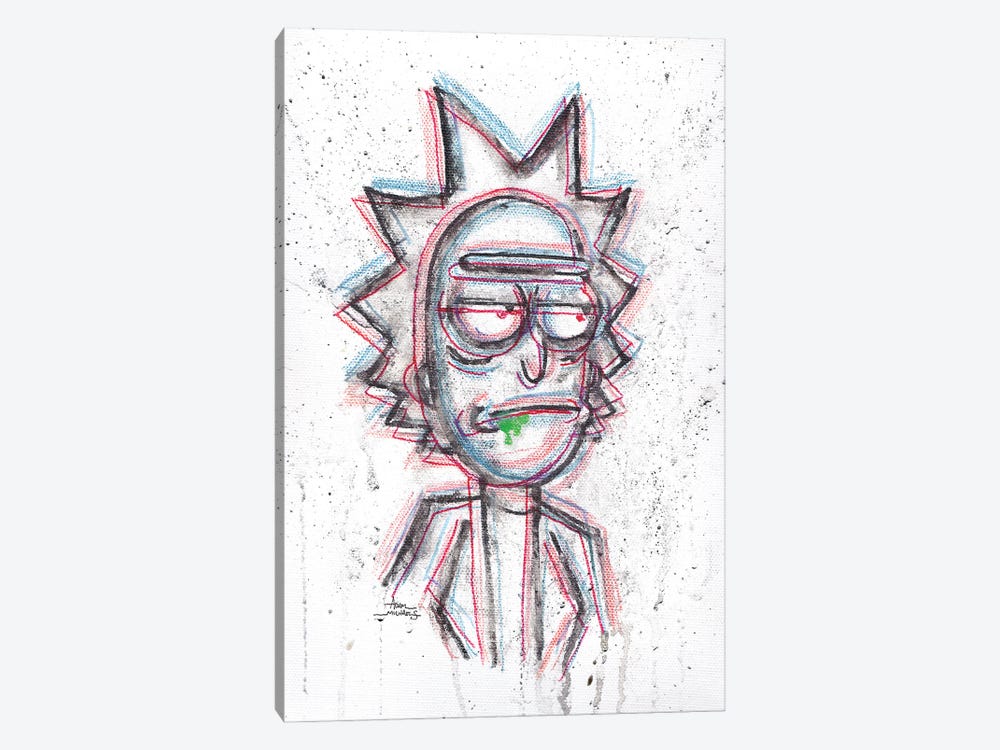 3D Rick With Green Drool by Adam Michaels 1-piece Canvas Art
