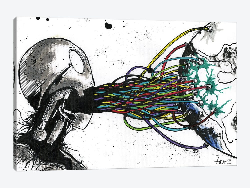 Color Through Sound Robot by Adam Michaels 1-piece Canvas Wall Art