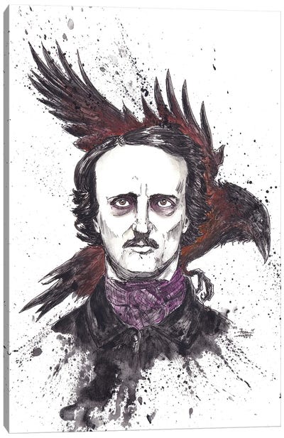 Edgar Allen Poe Canvas Art Print - Buzzard & Hawk Art