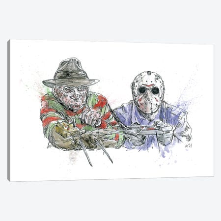Freddy Vs Jason Canvas Print #ADC48} by Adam Michaels Canvas Print
