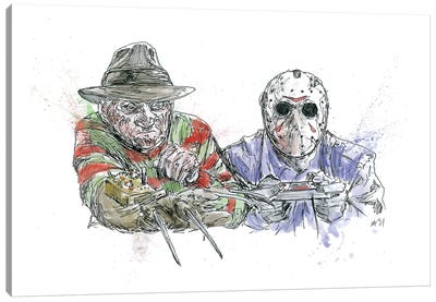 Freddy Vs Jason Canvas Art Print - Robert Englund