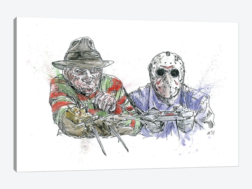 Freddy Vs Jason by Adam Michaels 1-piece Canvas Artwork