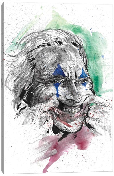 Joker Put On A Happy Face Canvas Art Print - Adam Michaels
