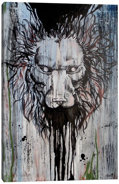 Lion Head On Trip Canvas Art Print - Adam Michaels
