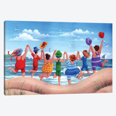 Beach Party Rainbow Scene Canvas Print #ADD12} by Peter Adderley Art Print