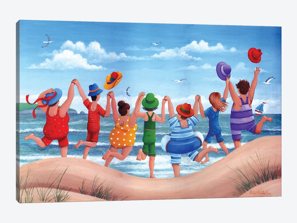Beach Party Rainbow Scene by Peter Adderley 1-piece Canvas Wall Art