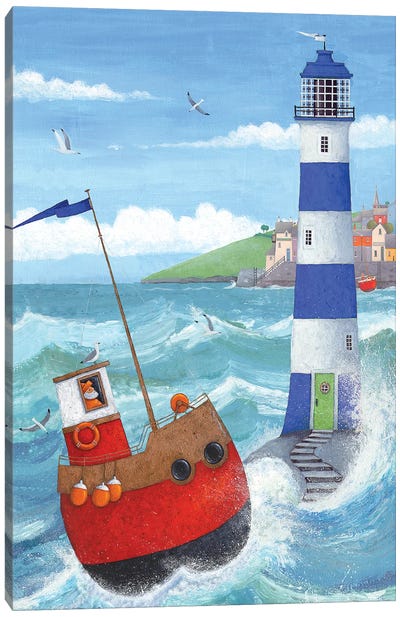 Blue Lighthouse Canvas Art Print - Peter Adderley