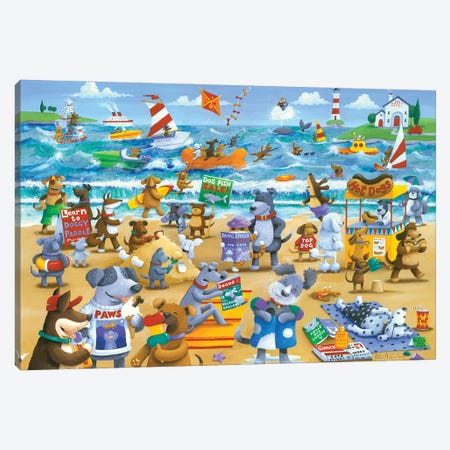 Dogs Beach Canvas Print #ADD21} by Peter Adderley Canvas Art