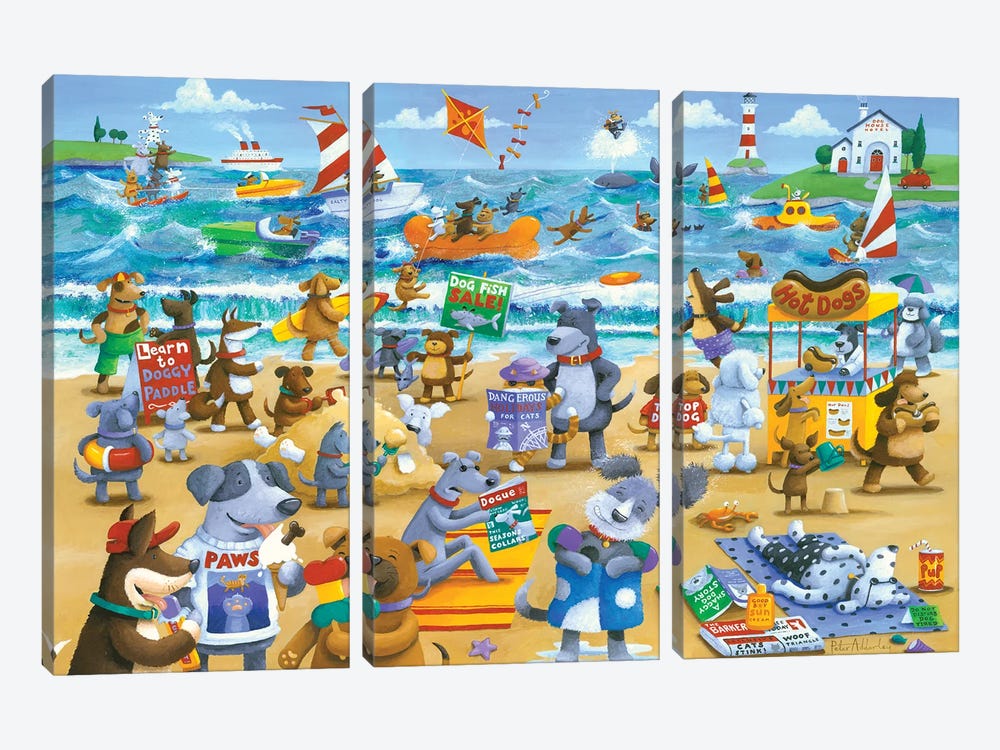 Dogs Beach by Peter Adderley 3-piece Canvas Art