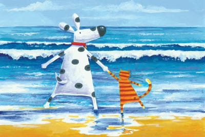 Duke & Sweetpea Love Paddling by Peter Adderley art print