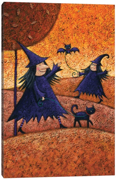 Halloween Witches Canvas Art Print - Peter Adderley