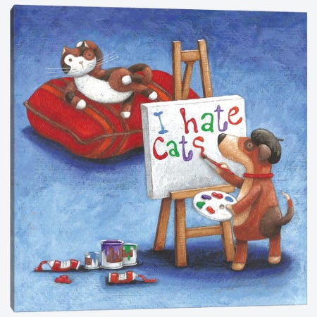 I Hate Cats Canvas Print #ADD35} by Peter Adderley Canvas Art