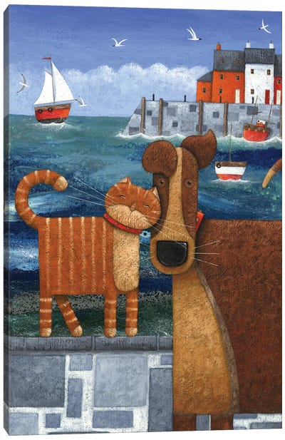 Pets By The Sea Canvas Art Print - Peter Adderley