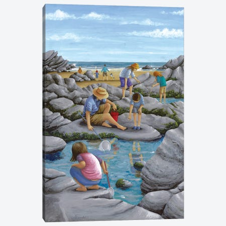 Rockpooling Canvas Print #ADD49} by Peter Adderley Canvas Wall Art