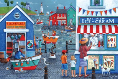 Seaside Icecreams by Peter Adderley framed canvas print