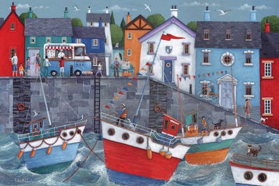 Seaside Promenade by Peter Adderley framed canvas print