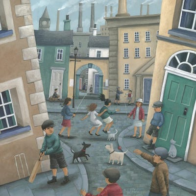 Skipping By The Green Door by Peter Adderley art print