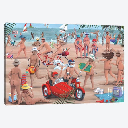 The Nudist Beach Canvas Print #ADD63} by Peter Adderley Canvas Wall Art