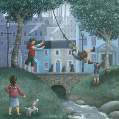 The Swing by Peter Adderley framed canvas print