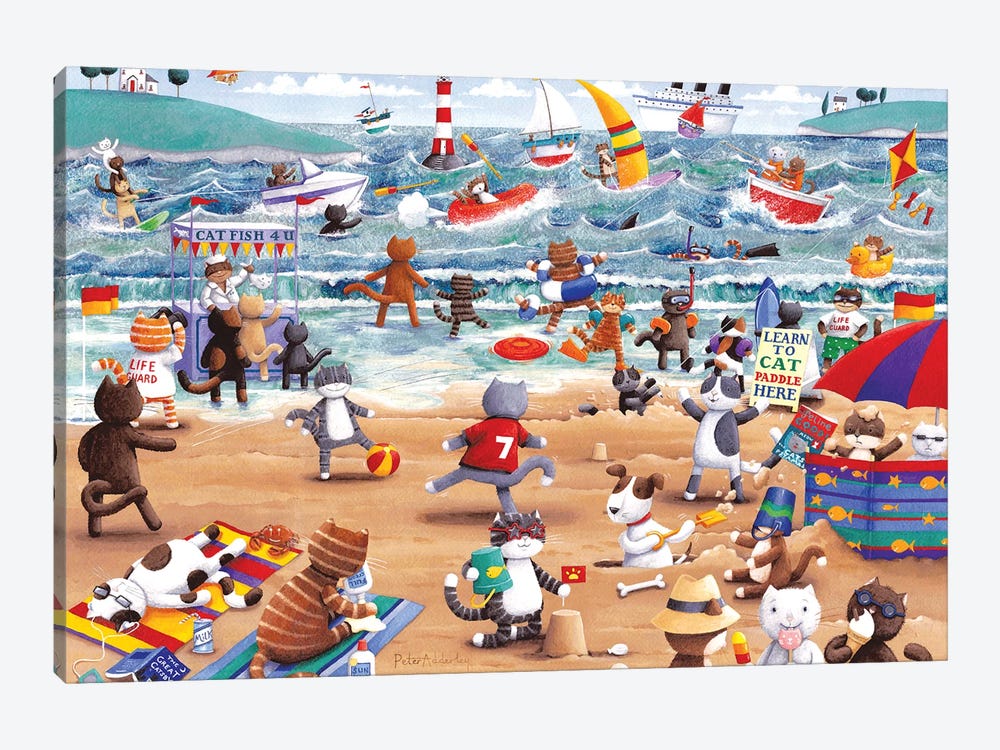 Beach Cats by Peter Adderley 1-piece Canvas Art