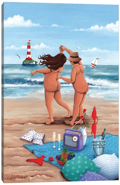 Beach Dance Canvas Art Print - Bathroom Nudes Art