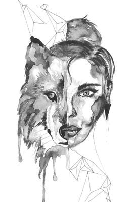 Wolf Woman Canvas Print by ANDA Design | iCanvas